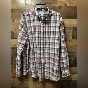 Croft & Barrow Men’s Plaid Button-Up Shirt XL Burgundy /Tan /Blue Long Sleeve